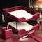 Dacasso Burgundy Bonded Leather Double Letter Trays AG-5222 - alternate 3